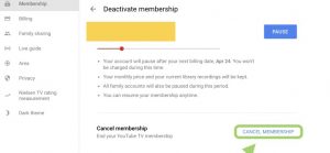 Come annullare abbonamento a YouTube TV