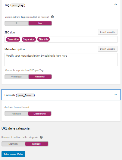 Yoast-Tassonomie-Settings