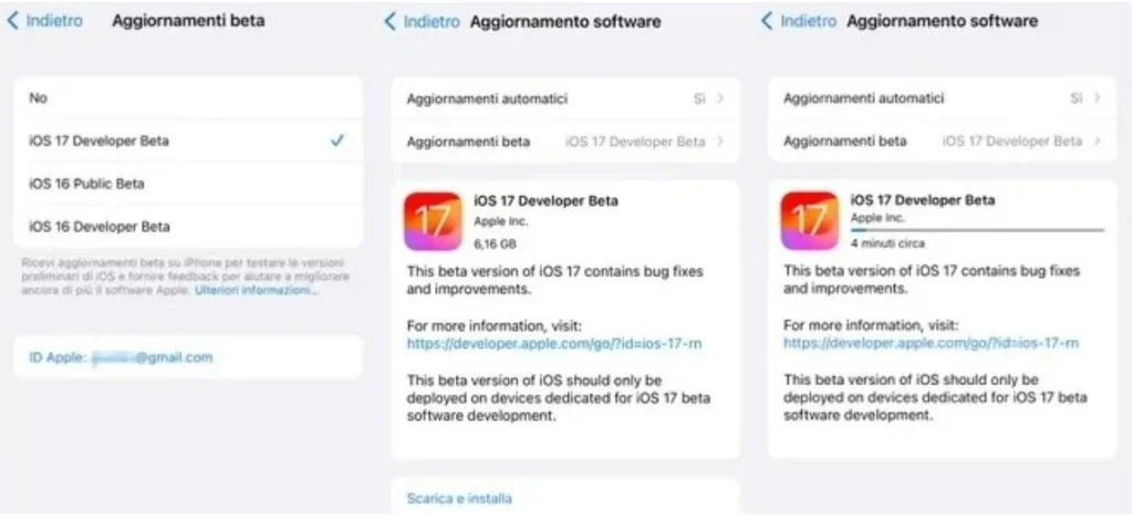 Passaggi per scaricare ios 17 beta