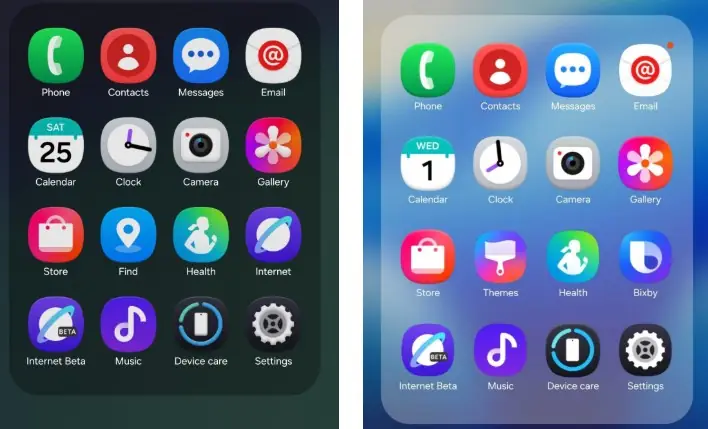 Le icone delle app One UI 8.5 potrebbero avere o meno un effetto 3D evidente